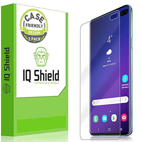 Book Cover IQShield Screen Protector Compatible with Galaxy S10 Plus (S10+ 6.4 inch)(2-Pack)(Case Friendly) Anti-Bubble Clear Film (NOT Compatible with Verizon S10 5G 6.7)(Works with Fingerprint ID)
