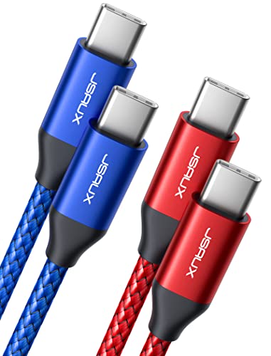 Book Cover USB C to USB C 60W Cable, JSAUX[2-Pack 6.6ft] USB Type C Charger Cord Compatible with Samsung Galaxy S20+ Note 20 Ultra Note 10+, MacBook Air/Pro 13'', iPad Pro 2020/2018, Pixel 2/3/4-Blue&Red