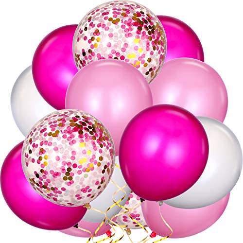 Book Cover TecUnite 80 Pieces 12 Inch Confetti Latex Balloons Event Party Supplies Valentine's Day St Patrick's Day 4th July Mardi Gras Wedding Birthday Baby Shower Balloons Decorations(Pink, White, Rose Red)