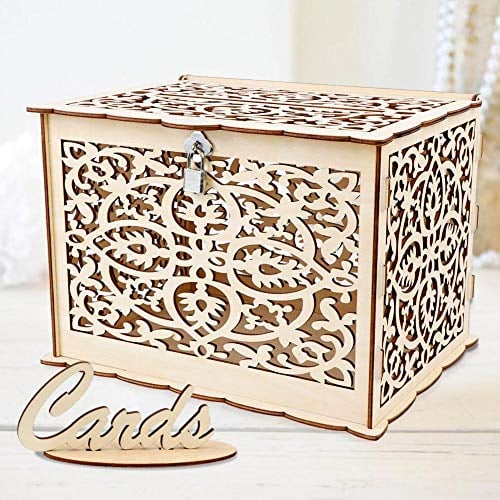 Book Cover Aytai DIY Rustic Wedding Card Box with Lock and Card Sign Wooden Gift Card Box Money Box for Reception Wedding Anniversary Baby Shower Birthday Graduation Party Decorations