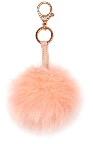 Book Cover Itzy Ritzy Diaper Bag Charm, Purse Charm and Keychain; Pouf Measures 4â€ in Diameter; Features Durable Clasp and Trendy Rose Gold Hardware, Pink