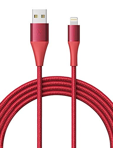 Book Cover XCENTZ Lightning Cable 3ft, MFi Certified iPhone Charger, Braided Nylon Fast Charging iPhone Cable with Premium Metal Connector for iPhone 11/11 Pro/X/XS/XR/XS Max/8, iPad Mini/Air, Red