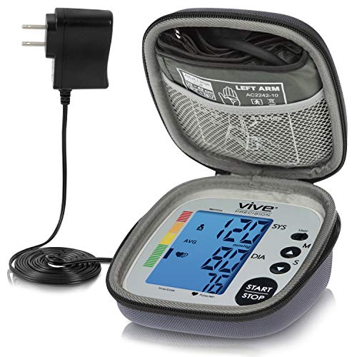 Book Cover Vive Precision Blood Pressure Cuff - Heart Rate Monitor Machine - Automatic BPM Sphygmomanometer Heartbeat Measurements for Hypertension Diagnosis, Accurate Pulse Readings (Silver, Deluxe Model)