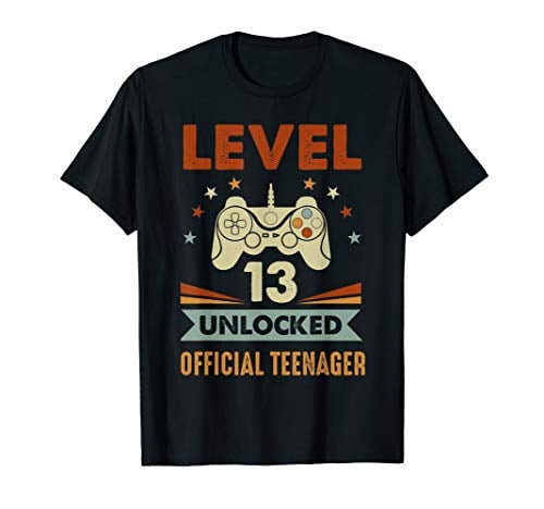 Book Cover Official Teenager 13th Birthday T-Shirt Level 13 Unlocked