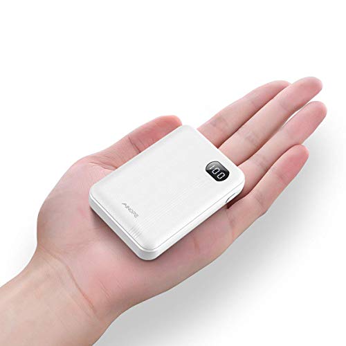 Book Cover AINOPE Portable Charger 10000mAh, (Small) (LCD Display) (Powerful), Power Bank/External Battery Pack/Battery Charger/Phone Backup with 2 USB Output,Perfect for Travel (White)