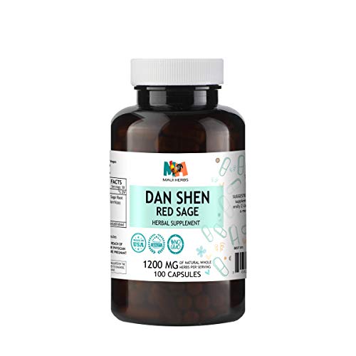 Book Cover Dan Shen (Red Sage) 100 Capsules, 1200 mg per Serving, Organic Dan Shen Root (Salvia Miltiorrhiza)