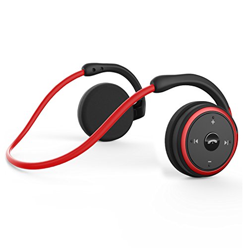 Book Cover Levin Bluetooth 4.2 Headphones Neckband Wireless Sports Headset Over-Ear Earbuds with Sweatproof, Hi-Fi Stereo,Built-in Microphone and 12 Hours Playtime(Red)