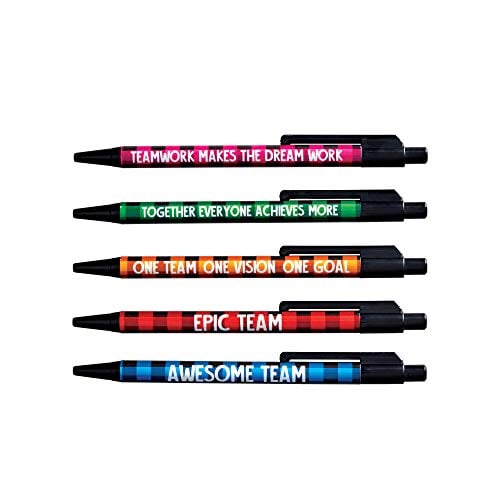 Book Cover Colorful Motivational Quote Pens - Buffalo Check - Employee Appreciation and Recognition Gifts - 5 Pack