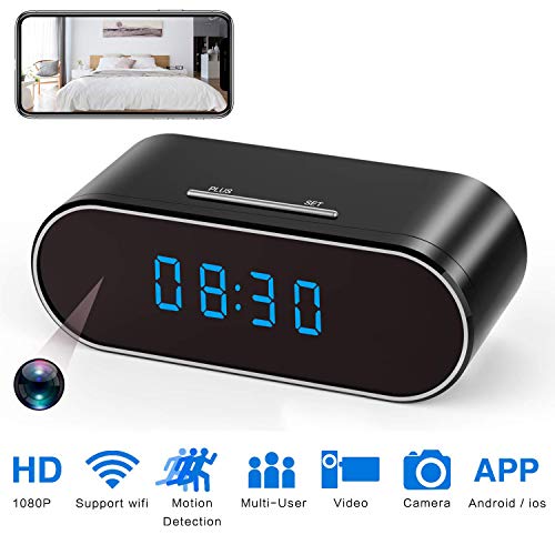 Book Cover Spy Camera Clock Hidden Nanny cam 1080P with Night Vision/Motion Detection/Loop Recording, Phone APP & PC Software Remote Monitored Mini Smart cam for Home Security Monitoring