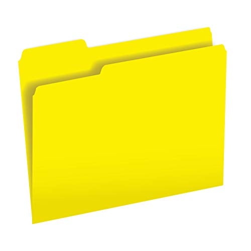Book Cover File Folder - Letter Size - 1/3 Top Tab with Assorted Positions - Yellow - Box of 100