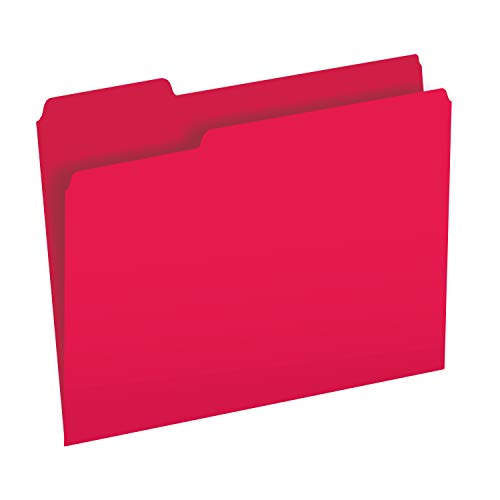 Book Cover File Folder - Letter Size - 1/3 Top Tab with Assorted Positions - Red - Box of 100