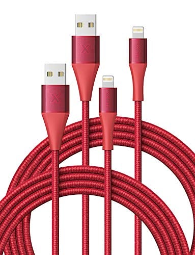 Book Cover iPhone Charger 3ft 2 Pack Xcentz, Apple MFi Certified Lightning Cable High-Speed Braided Nylon iPhone Cable Premium Metal Connector for iPhone 11/11 Pro/Max/X/XS/XR/XS Max, iPad Pro/Mini/Air, Red
