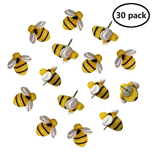 Book Cover EnewLife 30 Pcs Creative Decorative Cute Bees Thumb Tacks ThumbNails PushPins Push Pins Soft Flat for Photos Wall, Maps, Bulletin Board or Corkboards (30 Pcs Bees Pins)