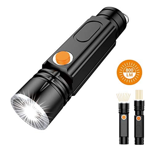 Book Cover USB Rechargeable Flashlight with COB Work Light and Magnetic Base, Zoomable LED Tactical Handheld Flashlight Torch for Indoor Outdoor by Suswillhit