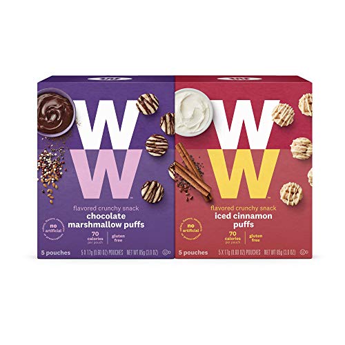 Book Cover WW Sweet Variety Pack, Iced Cinnamon & Chocolate Marshmallow Puffs, 2 SmartPoints, 5 of Each Flavor (10 Count Total) - Weight Watchers Reimagined