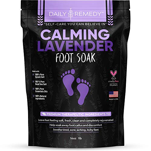 Book Cover Calming Lavender Foot Soak with Epsom Salt, Made in USA, Antifungal Foot Soak Soothes Sore Tired Feet, Athletes Foot, Stubborn Foot Odor, Softens Calluses & Helps Treat Toenail Fungus, 16 oz 1 lb