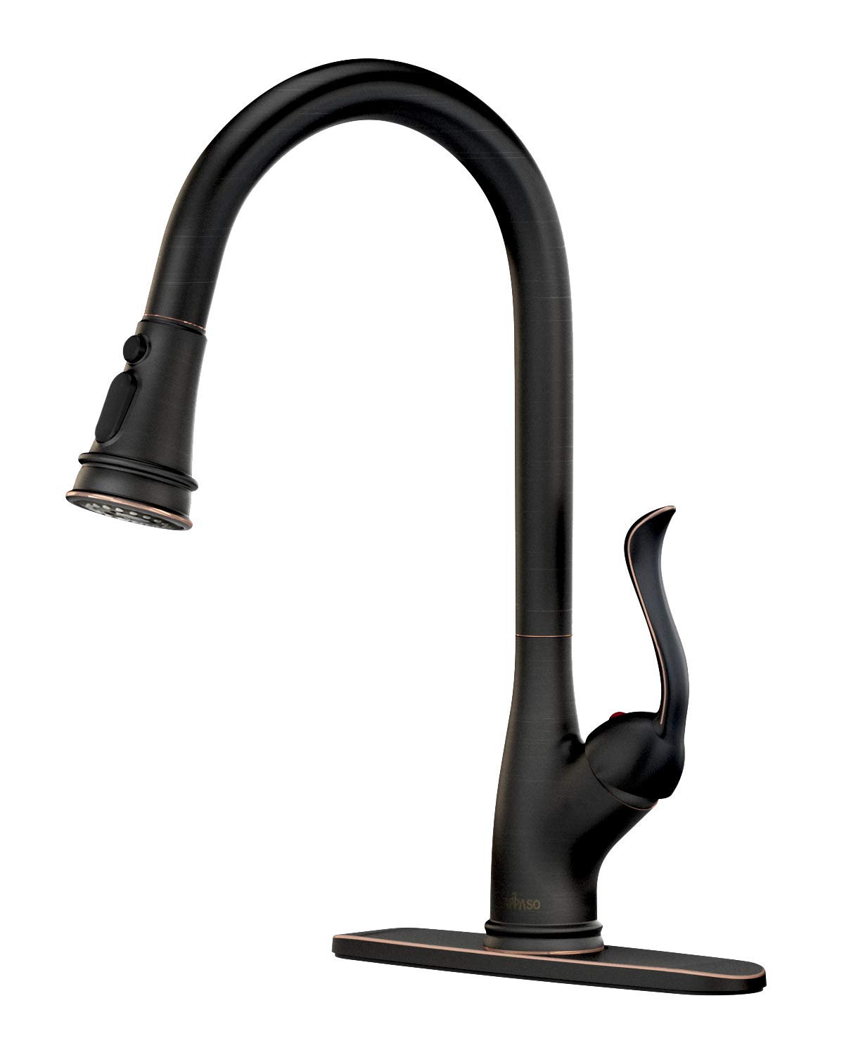 Book Cover APPASO Pull Down Kitchen Faucet with Sprayer Oil Rubbed Bronze, Single Handle One Hole High Arc Pull Out Spray Head Kitchen Sink Faucet with Deck Plate 148-Bronze Traditional