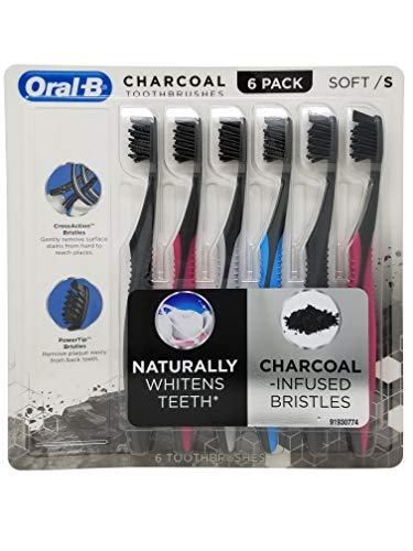 Book Cover Oral-B Toothbrush Charcoal Infused CrossAction Bristles remove Plaque Stain Naturally Whitens Teeth (6 Pack) (Soft)