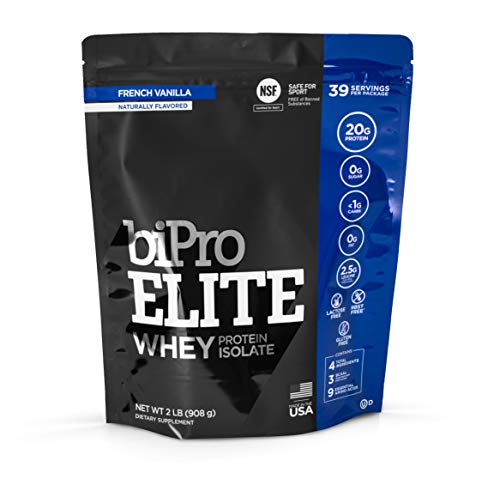 Book Cover BiPro Elite 100% Whey Protein Powder Isolate for High-Intensity Fitness, French Vanilla, 2 Pounds - Approved for Sport, Sugar Free, Suitable for Lactose Intolerance, Gluten Free