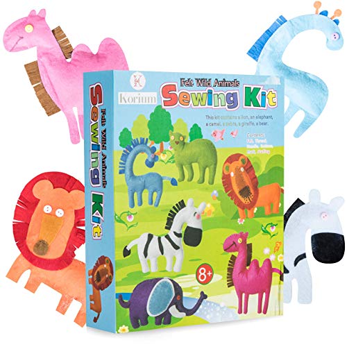 Book Cover Sewing Kit for Kids: Korium 40 Piece Beginner Sewing Kits for Girls and Boys - Craft Kit For Kids Easy Kids Sewing Kit DIY Girls Felt Stuffed Animals - Premium Craft Supplies Arts and Crafts for Girls