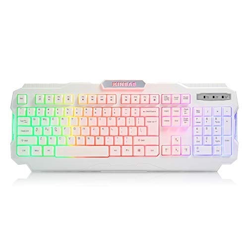 Book Cover LumsBurry Rainbow LED Backlit USB Wired Office Gaming Keyboard (White)