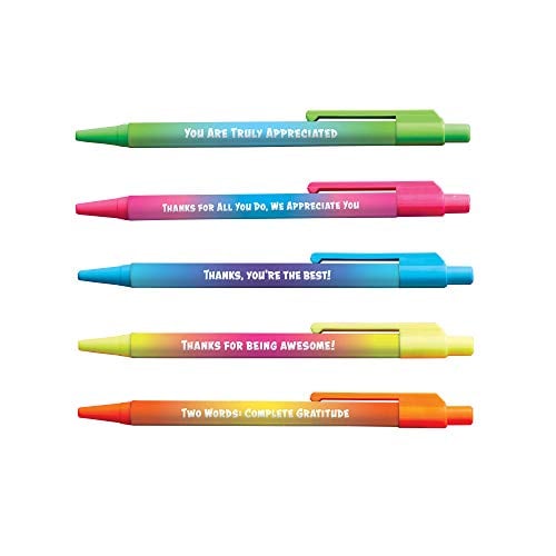 Book Cover Colorful Motivational Quote Pens - Ombre - Employee Appreciation and Recognition Gifts - 5 Pack