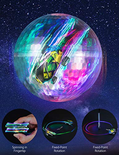 Book Cover Aubllo Toy Cars Mini High Speed Vehicles with Keychain LED Light up Glow Toys in Ball Spinner for Kids Stocking Stuffers Christmas Novelty Gift Boys or Girls(Color Randomly)
