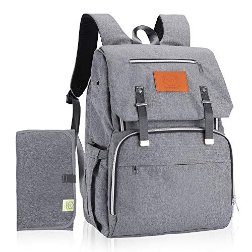 Book Cover Diaper Bag Backpack, Waterproof Multi Function Baby Travel Bags (Classic Gray)