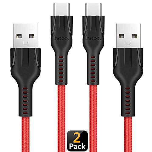 Book Cover USB Type C Cable,HOCO(2-Pack 4FT) USB A 2.0 to USB-C Fast Charger Nylon Braided USB C Cable Compatible for Samsung Galaxy S10 S9 S8 Plus Note 9 8,LG V30 V20 G5,Nintendo Switch,USB C Devices(Red)