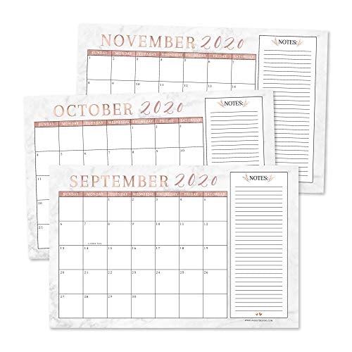 Book Cover Rose Gold Marble 2020-2021 Large Monthly Desk or Wall Calendar Planner, Big Giant Planning Blotter Pad, 18 Month Academic Desktop, Hanging 2-Year Date Notepad Teacher, Family or Business Office 11x17