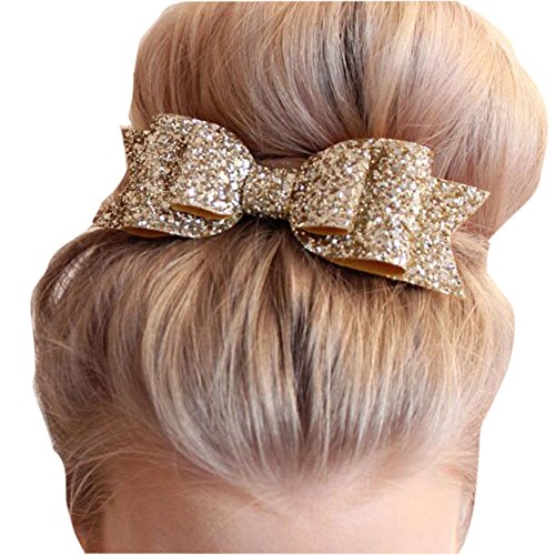 Book Cover Missgrace Womens Satin Big Bow Hair Clip Barrette Accessory-Sequin Bow Clips