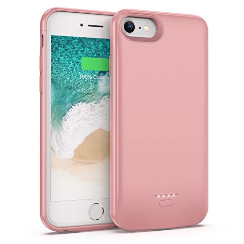 Book Cover Smiphee iPhone 6 6s 7 8 Battery Case 4000mAh, Rechargeable Extended Battery Charger Case for iPhone 6 6s 7 8 (4.7 inch) Portable Protective Charging Case (Rose Gold)
