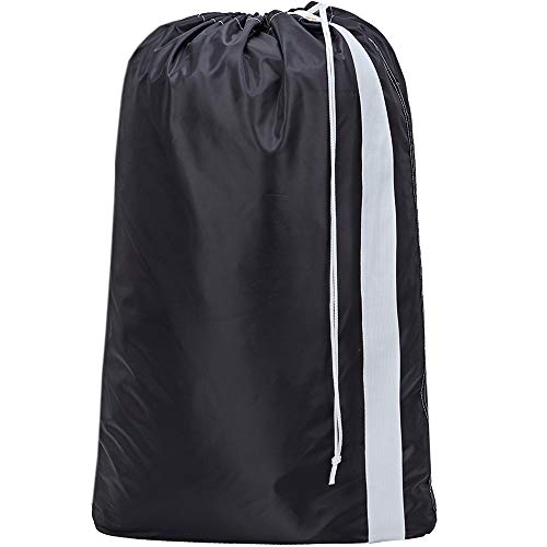 Book Cover HOMEST Extra Large Travel Nylon Laundry Bag with Should Strap [28''x40''] Machine Washable Sturdy Rip-Stop Material Drawstring Closure, Black