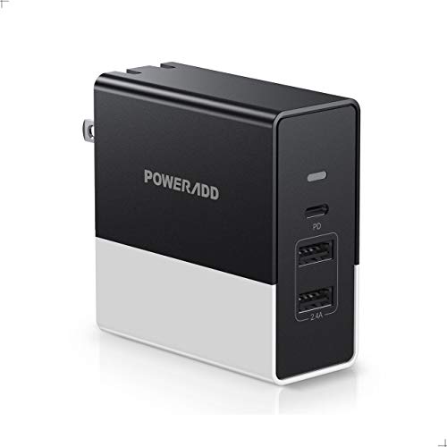 Book Cover USB C Wall Charger, POWERADD 57W with PD 45W Port and 12W Ports, Foldable Fast Charger Compatible for iPhone 12/Xs/XR/mini, iPad MacBook, Pixel 3/2, Nintendo Switch, Samsung S10e, and More Devices