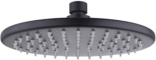 Book Cover KES Rain Shower Head 8-Inch with Swivel Ball Joint Rainfall High Flow Shower System Contemporary Style SUS304 Stainless Steel Black, J203S8-BK