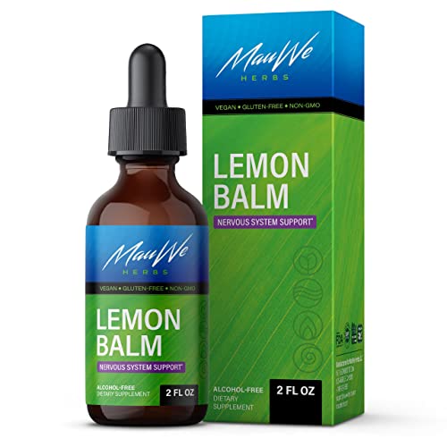 Book Cover MAUWE HERBS Lemon Balm Tincture - Organic Lemon Balm Herb Liquid Extract - Melissa Officinalis Drops - for Stress Relief & Mood Support - Alcohol Free - 2 fl. Oz