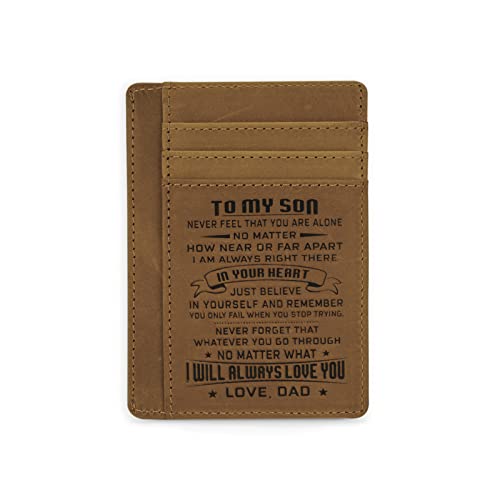 Book Cover Dad to Son Memorial Gifts - Personalized Pocket Wallet For Daughter Gifts - 18th Birthday Graduation Christmas Gifts (Dad Son Wallet Gifts)