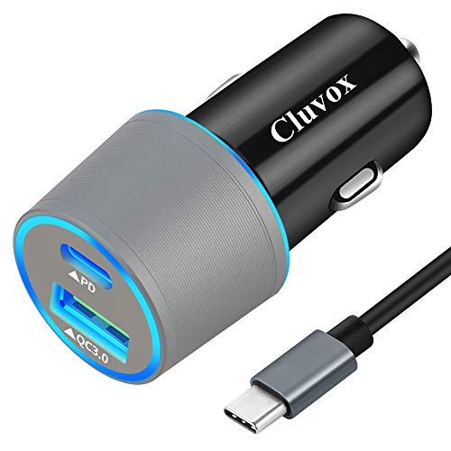 Book Cover Rapid Type C Car Charger, Compatible Google Pixel 3 XL/3/2/2 XL/XL/C, USB C PD Car Charger with 3.3ft Type C Cable, 18W Power Delivery and Quick Charge 3.0 Fast Charging Car Adapter