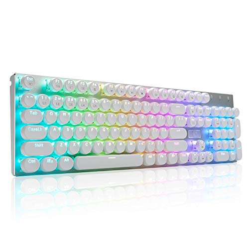 Book Cover E-Element Z-88 Retro Mechanical Gaming Keyboard, Programmable RGB Backlit, Blue Switch -Tactile & Clicky, Typewriter Style, Water Resistant 104 Keys Anti-Ghosting for Mac PC, White