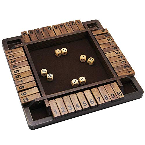 Book Cover Juegoal Wooden Shut The Box Dice Game for 1-4 Players, Classics Tabletop Version and Pub Board Game, 12 inch