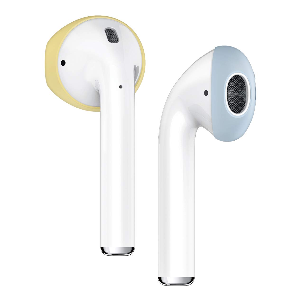 Book Cover elago [Fit in The case Ear Tips Cover Compatible with Apple AirPods 1 & 2, 2 Pairs of 2 Colors [ Yellow + Pastel Blue ] Yellow / Pastel Blue
