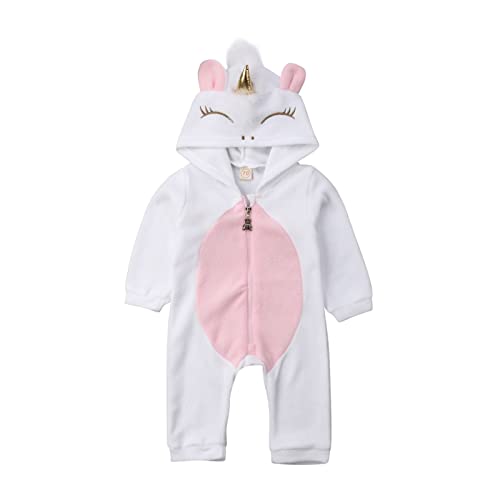 Book Cover Newborn Baby Girls 3D Unicorn Angel Wings Hooded Zipper Romper Jumpsuit Outfits Clothes Halloween Autumn Winter Clothing