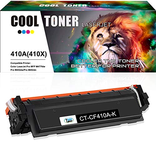 Book Cover Cool Toner Compatible Toner Cartridge Replacement for HP 410A CF410A Black Toner for HP Color Laserjet Pro MFP M477fnw M477fdw M477fdn M477 Pro M452dn M452nw M452dw M452 M377DW Printer Toner-1 Pack
