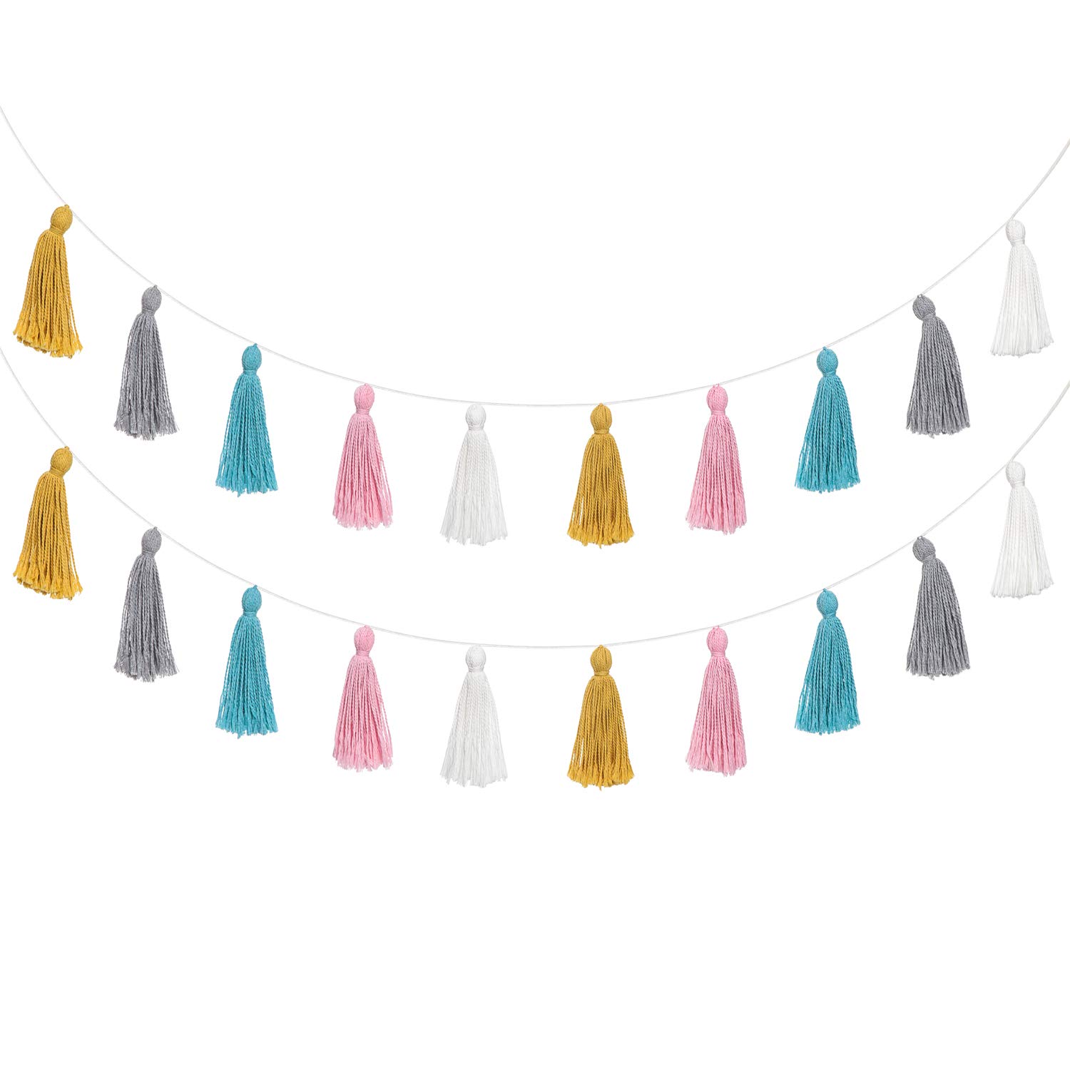 Book Cover Mkono 2 Pack Tassel Garland Boho Cotton Pastel Banner Colorful Birthday Christmas Party Decor Wall Hangings for Bedroom, Nursery, Play Room, Dorm Room, Baby Shower, Kids Girls Room Decor, Multi