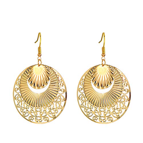 Book Cover JLI MAY Princess Hollow Out Earrings, 2019 Fashion Size for Woman (Gold)