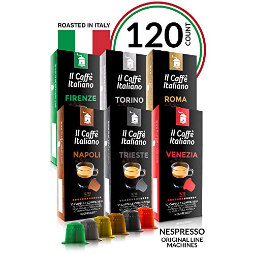 Book Cover Il Café Italiano Coffee | Capsules Compatible with Nespresso OriginalLine | Certified Genuine Tour D'Italia Variety Pack | 120 Espresso Pods | Roasted in Messina, Italy | Happiness Guaranteed