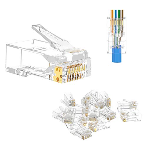 Book Cover VCE 50-Pack CAT6 RJ45 Pass Through Modular Plugs, 3 Prong Gold Plated Ethernet 50u