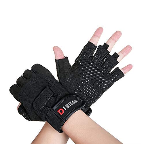 Book Cover DIBEAR Weight Lifting Gloves for Women and Men,Workout Gloves with Wrist Support and Palm Protect Half Finger Gloves for Dumbbell Exercise Hanging Cycling Fitness Pull ups