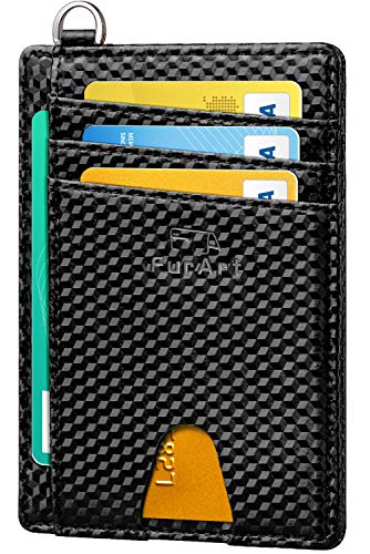 Book Cover FurArt Slim Minimalist Wallet, Front Pocket Wallets, RFID Blocking, Credit Card Holder with Disassembly D-Shackle