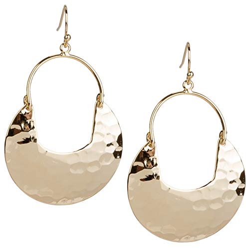 Book Cover SPUNKYsoul Crescent Hammered Silver Earrings in Gold or Silver for Women